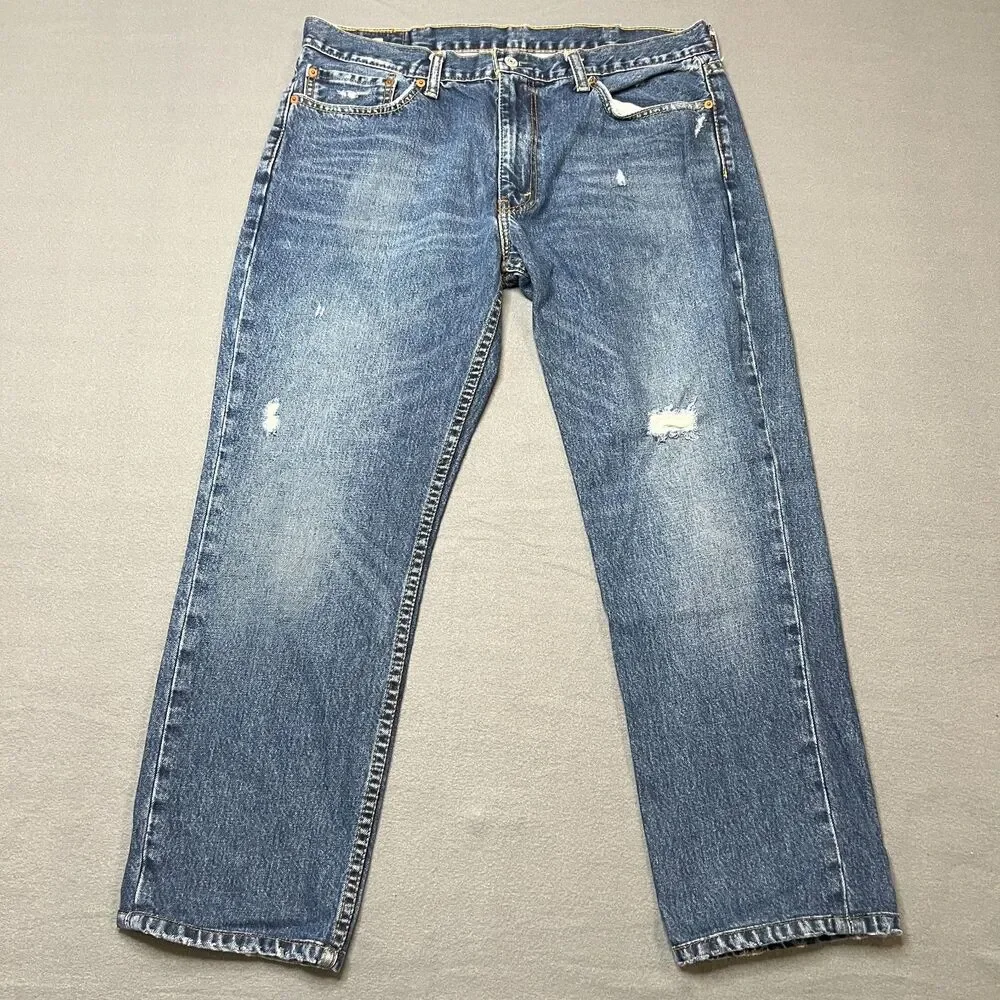 Levis 511 Jeans Men's 38 X 30 Blue Denim Medium Wash Straight Leg Distressed